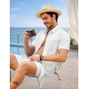 image:imageCOOFANDY 2 Piece Set for Men Cruise Outfits Set Mens Summer Vacation Outfit Short Sleeve Button Down ShirtsWhite
