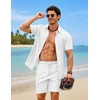 image:imageCOOFANDY 2 Piece Set for Men Cruise Outfits Set Mens Summer Vacation Outfit Short Sleeve Button Down ShirtsWhite