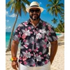 image:imageCOOFANDY Big and Tall Mens Hawaiian Shirts Short Sleeve Tropical Floral Button Down Shirt Casual Summer Beach ShirtsBlack  Red Tropical Style
