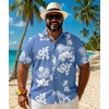 image:imageCOOFANDY Big and Tall Mens Hawaiian Shirts Short Sleeve Tropical Floral Button Down Shirt Casual Summer Beach ShirtsBlue Tropical Floral