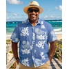 image:imageCOOFANDY Big and Tall Mens Hawaiian Shirts Short Sleeve Tropical Floral Button Down Shirt Casual Summer Beach ShirtsBlue Tropical Floral