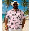 image:imageCOOFANDY Big and Tall Mens Hawaiian Shirts Short Sleeve Tropical Floral Button Down Shirt Casual Summer Beach ShirtsCoconut Tree Pink
