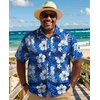 image:imageCOOFANDY Big and Tall Mens Hawaiian Shirts Short Sleeve Tropical Floral Button Down Shirt Casual Summer Beach ShirtsDark Blue Floral