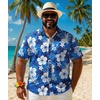 image:imageCOOFANDY Big and Tall Mens Hawaiian Shirts Short Sleeve Tropical Floral Button Down Shirt Casual Summer Beach ShirtsDark Blue Floral