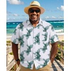 image:imageCOOFANDY Big and Tall Mens Hawaiian Shirts Short Sleeve Tropical Floral Button Down Shirt Casual Summer Beach ShirtsGreen Leaf
