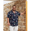 image:imageCOOFANDY Big and Tall Mens Hawaiian Shirts Short Sleeve Tropical Floral Button Down Shirt Casual Summer Beach ShirtsNavy Plant
