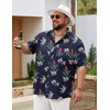 image:imageCOOFANDY Big and Tall Mens Hawaiian Shirts Short Sleeve Tropical Floral Button Down Shirt Casual Summer Beach ShirtsNavy Plant