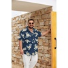 image:imageCOOFANDY Big and Tall Mens Hawaiian Shirts Short Sleeve Tropical Floral Button Down Shirt Casual Summer Beach ShirtsNavy Tropical Floral