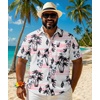 image:imageCOOFANDY Big and Tall Mens Hawaiian Shirts Short Sleeve Tropical Floral Button Down Shirt Casual Summer Beach ShirtsPink  Tropical Vitality