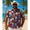 image:imageCOOFANDY Big and Tall Mens Hawaiian Shirts Short Sleeve Tropical Floral Button Down Shirt Casual Summer Beach ShirtsRedtropical Floral