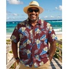 image:imageCOOFANDY Big and Tall Mens Hawaiian Shirts Short Sleeve Tropical Floral Button Down Shirt Casual Summer Beach ShirtsRedtropical Floral