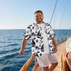 image:imageCOOFANDY Big and Tall Mens Hawaiian Shirts Short Sleeve Tropical Floral Button Down Shirt Casual Summer Beach ShirtsWhite Cruise Ship