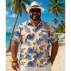 image:imageCOOFANDY Big and Tall Mens Hawaiian Shirts Short Sleeve Tropical Floral Button Down Shirt Casual Summer Beach ShirtsYellowpalm Leaf