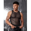 image:imageCOOFANDY Men Casual Tank Tops Mesh Shirt See Through Sleeveless Shirts Muscle Fishnet Fitted Tee Clubwear SummerBlack