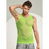 image:imageCOOFANDY Men Casual Tank Tops Mesh Shirt See Through Sleeveless Shirts Muscle Fishnet Fitted Tee Clubwear SummerLime Green