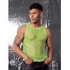 image:imageCOOFANDY Men Casual Tank Tops Mesh Shirt See Through Sleeveless Shirts Muscle Fishnet Fitted Tee Clubwear SummerLime Green