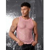 image:imageCOOFANDY Men Casual Tank Tops Mesh Shirt See Through Sleeveless Shirts Muscle Fishnet Fitted Tee Clubwear SummerPink