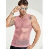image:imageCOOFANDY Men Casual Tank Tops Mesh Shirt See Through Sleeveless Shirts Muscle Fishnet Fitted Tee Clubwear SummerPink