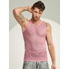 image:imageCOOFANDY Men Casual Tank Tops Mesh Shirt See Through Sleeveless Shirts Muscle Fishnet Fitted Tee Clubwear SummerPink