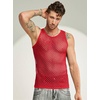 image:imageCOOFANDY Men Casual Tank Tops Mesh Shirt See Through Sleeveless Shirts Muscle Fishnet Fitted Tee Clubwear SummerRed