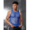image:imageCOOFANDY Men Casual Tank Tops Mesh Shirt See Through Sleeveless Shirts Muscle Fishnet Fitted Tee Clubwear SummerRoyal Blue