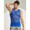 image:imageCOOFANDY Men Casual Tank Tops Mesh Shirt See Through Sleeveless Shirts Muscle Fishnet Fitted Tee Clubwear SummerRoyal Blue