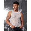 image:imageCOOFANDY Men Casual Tank Tops Mesh Shirt See Through Sleeveless Shirts Muscle Fishnet Fitted Tee Clubwear SummerWhite