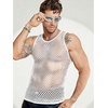 image:imageCOOFANDY Men Casual Tank Tops Mesh Shirt See Through Sleeveless Shirts Muscle Fishnet Fitted Tee Clubwear SummerWhite