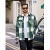 image:imageCOOFANDY Men Flannel Shirt Casual Button Down Shirt Jacket Long Sleeve Plaid Shirts with PocketsGreen