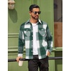 image:imageCOOFANDY Men Flannel Shirt Casual Button Down Shirt Jacket Long Sleeve Plaid Shirts with PocketsGreen