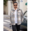 image:imageCOOFANDY Men Flannel Shirt Casual Button Down Shirt Jacket Long Sleeve Plaid Shirts with PocketsLight Gray