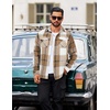 image:imageCOOFANDY Men Flannel Shirt Casual Button Down Shirt Jacket Long Sleeve Plaid Shirts with PocketsLight Khaki