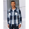 image:imageCOOFANDY Men Flannel Shirt Casual Button Down Shirt Jacket Long Sleeve Plaid Shirts with PocketsNavy Blue