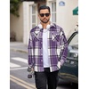 image:imageCOOFANDY Men Flannel Shirt Casual Button Down Shirt Jacket Long Sleeve Plaid Shirts with PocketsPurple