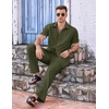 image:imageCOOFANDY Mens 2 Piece Casual Beach Outfits Short Sleeve Button Down Shirts Summer Loose Pant Sets Vacation Walking OutfitsArmy Green