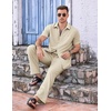 image:imageCOOFANDY Mens 2 Piece Casual Beach Outfits Short Sleeve Button Down Shirts Summer Loose Pant Sets Vacation Walking OutfitsBeige