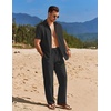 image:imageCOOFANDY Mens 2 Piece Casual Beach Outfits Short Sleeve Button Down Shirts Summer Loose Pant Sets Vacation Walking OutfitsBlack