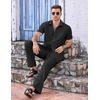 image:imageCOOFANDY Mens 2 Piece Casual Beach Outfits Short Sleeve Button Down Shirts Summer Loose Pant Sets Vacation Walking OutfitsBlack