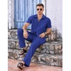 image:imageCOOFANDY Mens 2 Piece Casual Beach Outfits Short Sleeve Button Down Shirts Summer Loose Pant Sets Vacation Walking OutfitsDark Blue