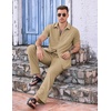 image:imageCOOFANDY Mens 2 Piece Casual Beach Outfits Short Sleeve Button Down Shirts Summer Loose Pant Sets Vacation Walking OutfitsKhaki