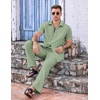 image:imageCOOFANDY Mens 2 Piece Casual Beach Outfits Short Sleeve Button Down Shirts Summer Loose Pant Sets Vacation Walking OutfitsLight Green