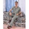 image:imageCOOFANDY Mens 2 Piece Casual Beach Outfits Short Sleeve Button Down Shirts Summer Loose Pant Sets Vacation Walking OutfitsLight Grey