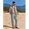 image:imageCOOFANDY Mens 2 Piece Casual Beach Outfits Short Sleeve Button Down Shirts Summer Loose Pant Sets Vacation Walking OutfitsLight Grey