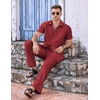 image:imageCOOFANDY Mens 2 Piece Casual Beach Outfits Short Sleeve Button Down Shirts Summer Loose Pant Sets Vacation Walking OutfitsWine Red