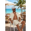 image:imageCOOFANDY Mens 2 Piece Outfit Casual Short Sleeve Button Down Shirt and Beach Shorts Set Summer Vacation Outfits for MenBeige