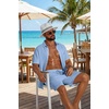 image:imageCOOFANDY Mens 2 Piece Outfit Casual Short Sleeve Button Down Shirt and Beach Shorts Set Summer Vacation Outfits for MenBlue