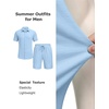 image:imageCOOFANDY Mens 2 Piece Outfit Casual Short Sleeve Button Down Shirt and Beach Shorts Set Summer Vacation Outfits for MenBlue
