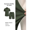image:imageCOOFANDY Mens 2 Piece Outfit Casual Short Sleeve Button Down Shirt and Beach Shorts Set Summer Vacation Outfits for MenDark Green