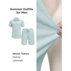 image:imageCOOFANDY Mens 2 Piece Outfit Casual Short Sleeve Button Down Shirt and Beach Shorts Set Summer Vacation Outfits for MenLight Blue