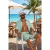 image:imageCOOFANDY Mens 2 Piece Outfit Casual Short Sleeve Button Down Shirt and Beach Shorts Set Summer Vacation Outfits for MenLight Green